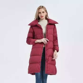 Ультралегкая белая утиная пуховая куртка с отворотом 90 мм, женская, новинка 2024 года, средняя и длинная, легкая куртка M (within 50kg) хаки