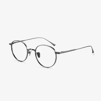 Ультралегкая и изысканная круглая оправа для очков для близорукости в стиле ретро из чистого титана для мужчин и женщин
