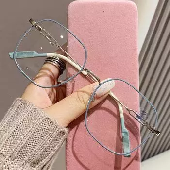 Ультралегкая металлическая квадратная маленькая оправа для очков с плоской многоугольной оправой, модная оправа для очков для мужчин и женщин при близорукости anti-blue light does not change color