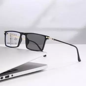 Ультралегкие анти-УФ фотохромные очки для чтения для мужчин и женщин Прогрессивные мультифокальные очки Винтажные модные очки для дальнего зрения Пресбиопия 0