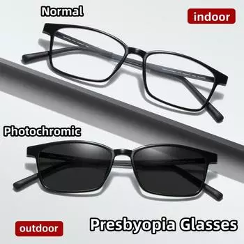 Ультралегкие интеллектуальные фотохромные очки для чтения в стиле ретро, очки двойного назначения для использования в помещении и на открытом воздухе, анти-синий свет 1