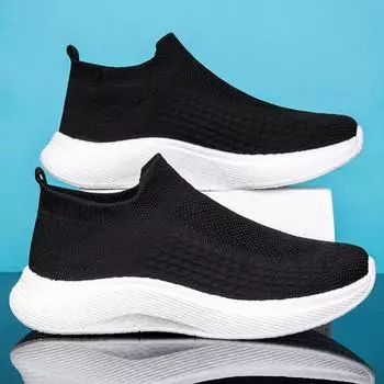 Ультралегкие кроссовки с мягкой подошвой, амортизация, нет шнурков, одна педаль, носки для спорта и отдыха большого размера, дышащая обувь 36