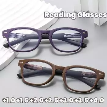 Ультралегкие персонализированные очки для пресбиопии, новые ретро-очки для чтения с имитацией древесного зерна, очки против синего света 1.0 зелёный