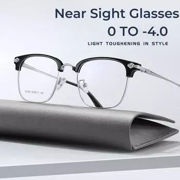 Ультралегкие полуоправные ретро-миопические анти-синий свет мужские деловые очки для близорукости винтажные квадратные женские очки для близорукости 0