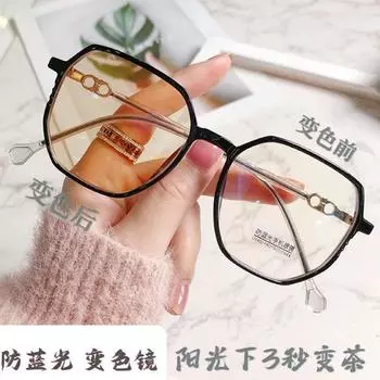 Ультралегкие светочувствительные очки с изменением цвета, защищающие от синего света, студенческие модели, с плоским световым лицом, оправа для очков для близорукости с защитой от синего света No degree