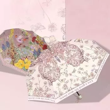 Ультралегкий зонт от солнца для женщин, складной и универсальный, портативный зонт Sunshine, компактный и устойчивый к солнцу, устойчивый к ультрафиолетовому излучению, зонт от солнца Triple fold reverse розовый