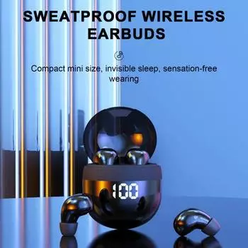 Ультраминиатюрные наушники с шумоподавлением, влагозащищенные, совместимые с Bluetooth, 5.3-дюймовые внутриканальные спортивные наушники для погружения в музыку чёрный