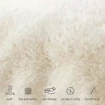 Ультрамягкий чехол для подушки из искусственного меха кролика, роскошный теплый плюшевый декоративный чехол для подушки для дивана, спальни, гостиной 450mm * 450mm бежевый