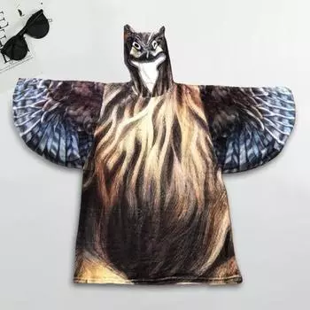 Ультрамягкое одеяло с капюшоном в форме совы с рукавами-крыльями из фланели и микрофибры, свободное, машинная стирка, сохраняющее тепло, домашняя ночная рубашка, зимняя одежда для сна Owl