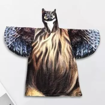 Ультрамягкое одеяло с капюшоном в форме совы с рукавами-крыльями из фланели и микрофибры, свободное, машинная стирка, сохраняющее тепло, домашняя ночная рубашка, зимняя одежда для сна Owl