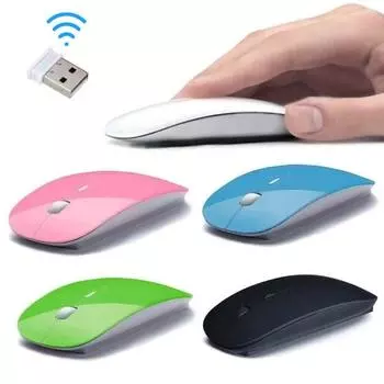 Ультратонкая 3-кнопочная оптическая беспроводная мышь с частотой 2,4 ГГц и разрешением 1000 точек на дюйм для ноутбука зелёный