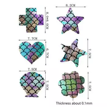 Ультратонкая лазерная наклейка на грудь с русалкой, 1 пара, накладка на соски, накладки на грудь, для дыхания 8*8cm