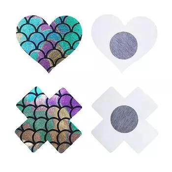 Ультратонкая лазерная наклейка на грудь с русалкой, 1 пара, накладка на соски, накладки на грудь, для дыхания as the picture