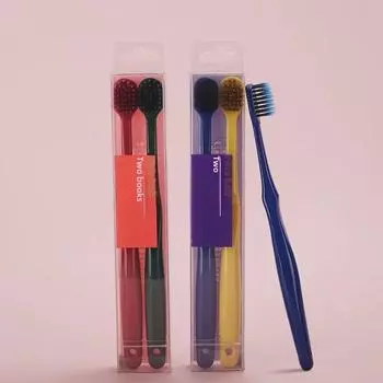 Ультратонкая мягкая зубная щетка, большая широкая головка, Nano, семейная упаковка для взрослых 1 box of 2