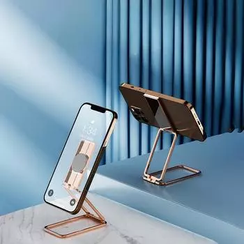 Ультратонкая складная металлическая подставка для мобильного телефона с клейкой основой — идеально подходит для путешествий розового золота