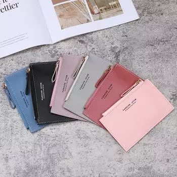 Ультратонкая сумка для карточек ярких цветов на молнии, милая модная сумка для карт большой емкости, кошелек для монет, женские аксессуары серый