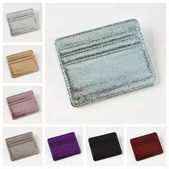 Ультратонкая сумка для карточек золотого, серебристого, черного цвета, многослотовый чехол для карт из искусственной кожи, держатель для кредитных карт, держатель для удостоверения личности, держатель для бейджа, чехол для автобусной карты темно-красного