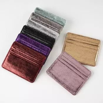 Ультратонкая сумка для карточек золотого, серебристого, черного цвета, многослотовый чехол для карт из искусственной кожи, держатель для кредитных карт, держатель для удостоверения личности, держатель для бейджа, чехол для автобусной карты темно-красного