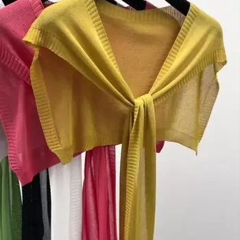 Ультратонкая вязаная шаль, летняя блузка, плечи, накидка с воротником, шея и плечи, шарфы для женщин, украшение одежды синий