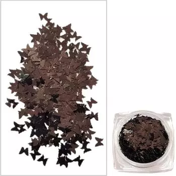 Ультратонкие 3 мм блестки-бабочки, блестки для ногтей, пайетки, экологически чистые ПЭТ-блестки для дизайна ногтей, свадебного украшения 10 г One Size чёрный
