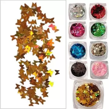 Ультратонкие 3 мм блестки-бабочки, блестки для ногтей, пайетки, экологически чистые ПЭТ-блестки для дизайна ногтей, свадебного украшения 10 г One Size чёрный