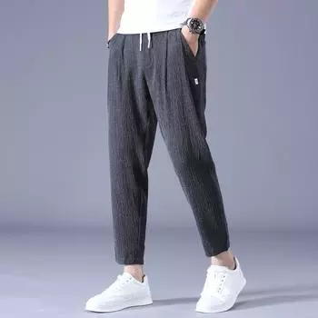 Ультратонкие эластичные повседневные брюки с микро-подолом для мужчин, легкие деловые трендовые быстросохнущие брюки для мужчин, летние мягкие санитарные брюки с кондиционером 28