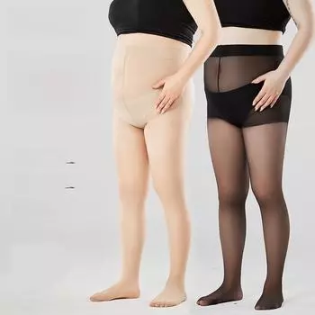 Ультратонкие черные колготки больших размеров на лето — нескользящая и не цепляющаяся одежда для женщин с пышными формами L серый