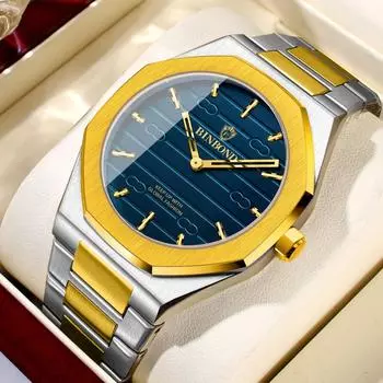 Ультратонкие деловые мужские часы в стиле ретро с золотым стальным корпусом, модные и повседневные легкие роскошные кварцевые часы белый