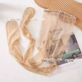 Ультратонкие летние женские чулки 0D: Невидимый, прочный, прозрачный черный шелк с Т-образным вырезом Straight splicing crotch cardboard simple