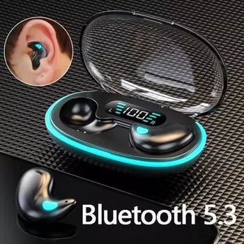 Ультратонкие наушники-вкладыши для сна True Wireless Bluetooth 5.3 Наушники TWS Водонепроницаемая спортивная гарнитура Hi-Fi стерео музыкальные наушники чёрный