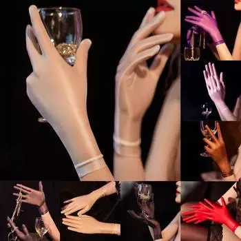 Ультратонкие перчатки для вождения для танцев, эластичный нейлон белый