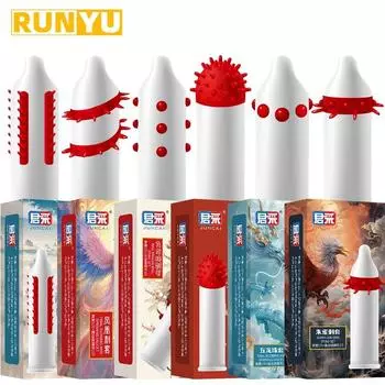 Ультратонкие презервативы со смазкой, крупные частицы, ребристые, в горошек, гранулированные, страстная контрацепция, секс-игрушки для мужчин, рукава для пениса 18+ 160*52mm