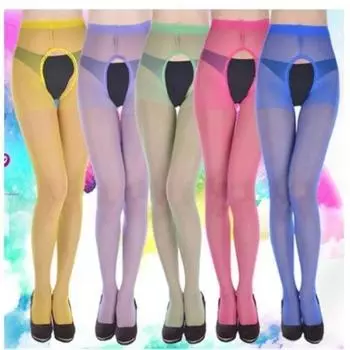 Ультратонкие прозрачные летние колготки - 18 конфетных цветов Non-Crotch Open
