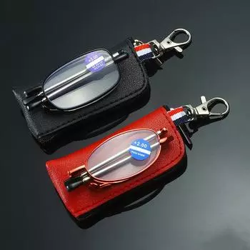 Ультратонкие складные очки для чтения для мужчин и женщин с металлической оправой, в комплекте с портативным плоским жестким футляром +1 чёрный