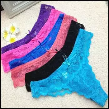 Ультратонкие стринги, прозрачные сексуальные трусики, нижнее белье, женские хлопковые кружевные трусы-танга, женское нижнее белье M чёрный