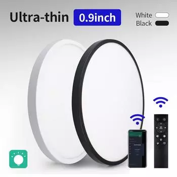 Ультратонкие светодиодные потолочные светильники в гостиной 24 Вт 28 Вт 38 Вт 48 Вт светодиодные потолочные светильники с регулируемой яркостью для спальни кухни офиса 110 В 220 В Warm White