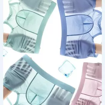 Ультратонкие трусы-боксеры Ice Silk, мужские полупрозрачные бесшовные сексуальные мужские шорты-боксеры размера плюс L-4XL L