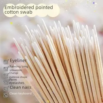 Ультратонкие заостренные ватные палочки для макияжа бровей и вышивки 100 pieces