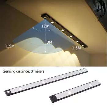 Ультратонкий 40 см светодиодный умный ночник USB зарядка бар лампа PIR датчик движения гардероб освещение коридор кухня винный шкаф свет warm light