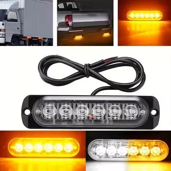 Ультратонкий автомобильный 6-светодиодный габаритный фонарь для грузовика 12-24 В, сверхъяркий центральный провод, желтый, синий, белый, Amagi