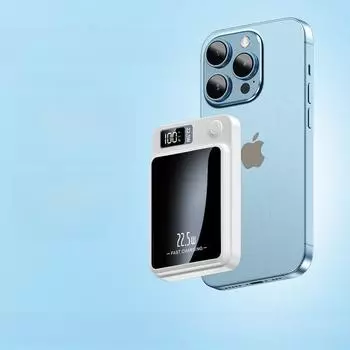 Ультратонкий беспроводной внешний аккумулятор емкостью 10 000 мАч с магнитным креплением и быстрой зарядкой PD22.5W 5000mAh белый