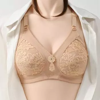 Ультратонкий безгубчатый высококачественный кружевной бюстгальтер из чистого хлопка без стального кольца женский антипровисающий бюстгальтер больших размеров 36/80B