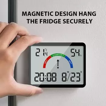 Ультратонкий будильник с ЖК-дисплеем и большим экраном, цифровой температурный гигрометр, простой будильник, магнитный дизайн, украшение для стола, часы