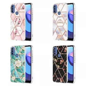 Ультратонкий чехол для телефона IMD с золотой каймой и мраморным цветком для Motorola Moto E20, E30, E40, G31, G41, G50, G51, G71, G10, G20, G30, G40, G60... Moto G Stylus (2021) белый