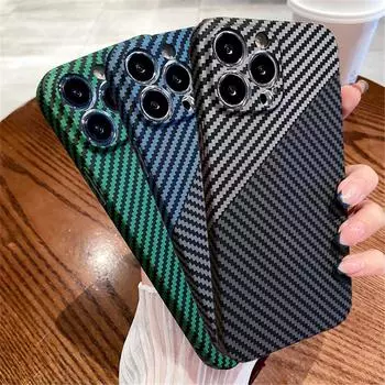 Ультратонкий чехол из углеродного волокна с текстурой для Iphone 11 12 13 Pro Max Iphone11 13pro 13promax Роскошный противоударный жесткий чехол для ПК For iPhone11 Pro синий