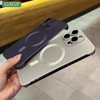 Ультратонкий чехол Magsafe для ПК iPhone 11 12 13 14 Pro Max 14 Plus iPhone 15 Pro безрамный жесткий противоударный защитный чехол для объектива for iPhone 14 ProMax серебряный