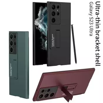 Ультратонкий чехол на ощупь для Samsung Galaxy S23 S24 Ultra S23Ultra 5G с механическим держателем для переключения передач, защитный роскошный чехол For S23 Ultra темно-зеленого