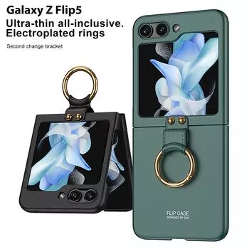 Ультратонкий чехол с кольцом-держателем для Samsung Galaxy Z Flip 5 Z Flip 4 Z Flip 3, роскошный складной модный защитный чехол Samsung Z flip 3 темно-зеленого
