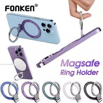 Ультратонкий держатель для телефона Fonken на палец для MagSafe, магнитная подставка для телефона, кронштейн для iPhone 14 13, вращающаяся подставка для Samsung белый