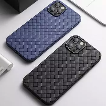 Ультратонкий дышащий защитный чехол для iPhone 13 11 12 Pro Max Mini XS 7 8 Plus X XR из кожи и плетеной сетки из ТПУ, мягкий чехол iphone 11 чёрный